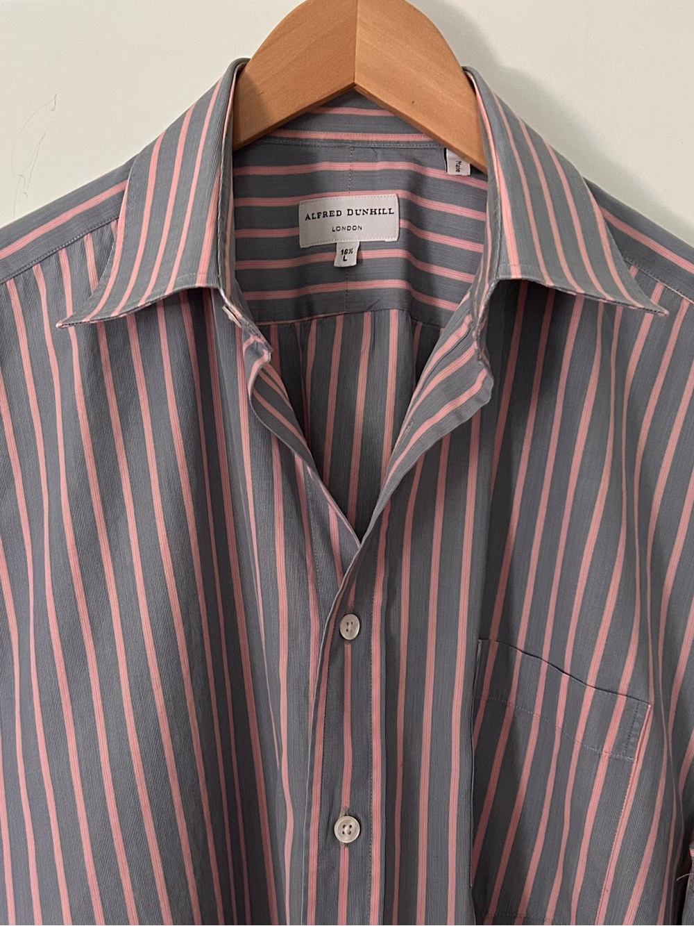 Alfred Dunhill London Men's Size L 16 1/2 Vintage Stripe Button Down Shirt
